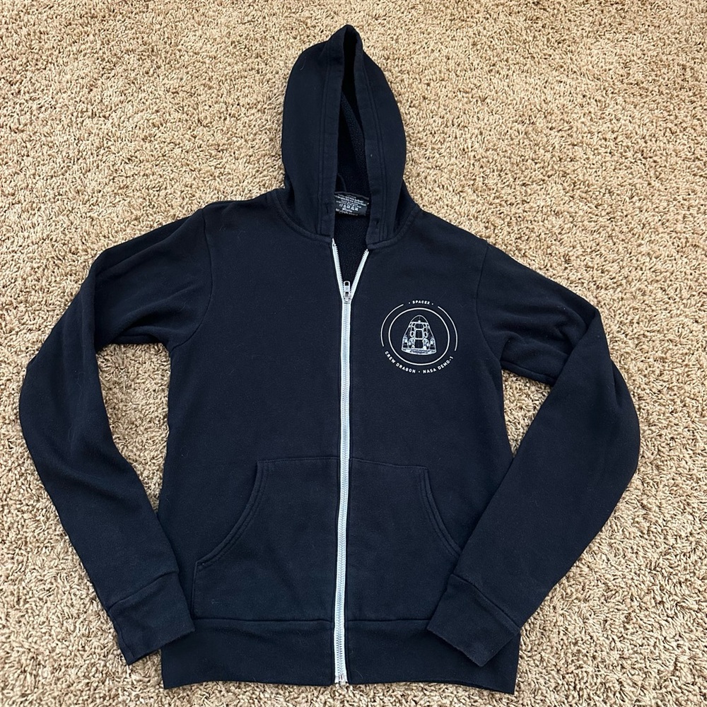 SpaceX Crew Dragon NASA Demo 1 Black Zip-Up Hoodie
